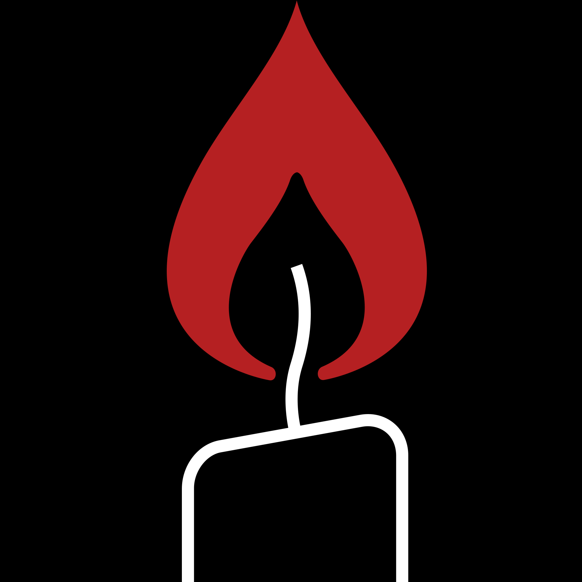 Lit candle, half melted, drawn in a minimalistic style.